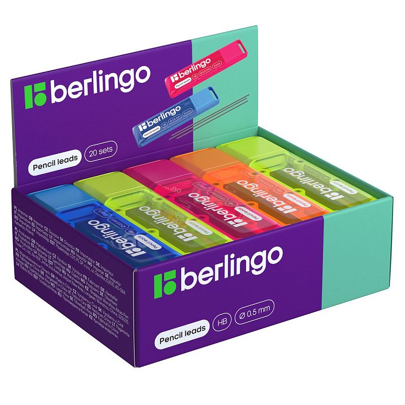Грифели для механических карандашей Berlingo, 12шт., 0,5мм, HB 