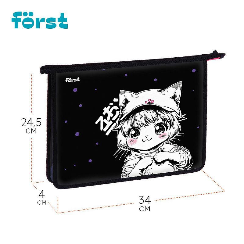 Папка для тетрадей 1 отделение, А4 Först "Plush Dream" , 340*245*40 мм, пластик, на молнии 