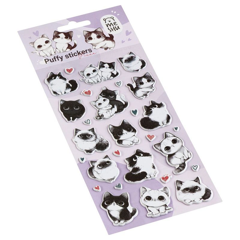 Наклейки объемные MESHU "Furrr", 10*23см, с блестками, инд. уп., европодвес
