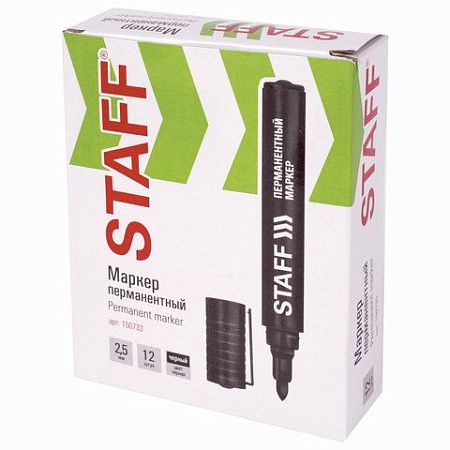 Маркер перманентный STAFF Basic PM-733, ЧЕРНЫЙ, круглый наконечник 2,5 мм, 150733 