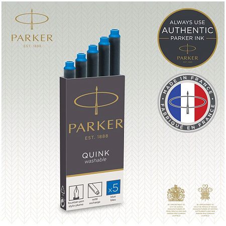 Картриджи чернильные Parker "Cartridge Quink" смываемые синие, 5шт., блистер 
