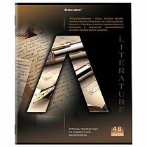 Тетрадь предметная "КЛАССИКА SCIENCE" 48 л., обложка картон, ЛИТЕРАТУРА, линия, подсказ, BRAUBERG, 404814