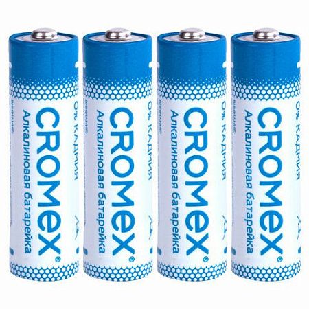 Батарейки алкалиновые "пальчиковые" КОМПЛЕКТ 4 шт., CROMEX Alkaline, АA (LR6,15A), блистер, 457130