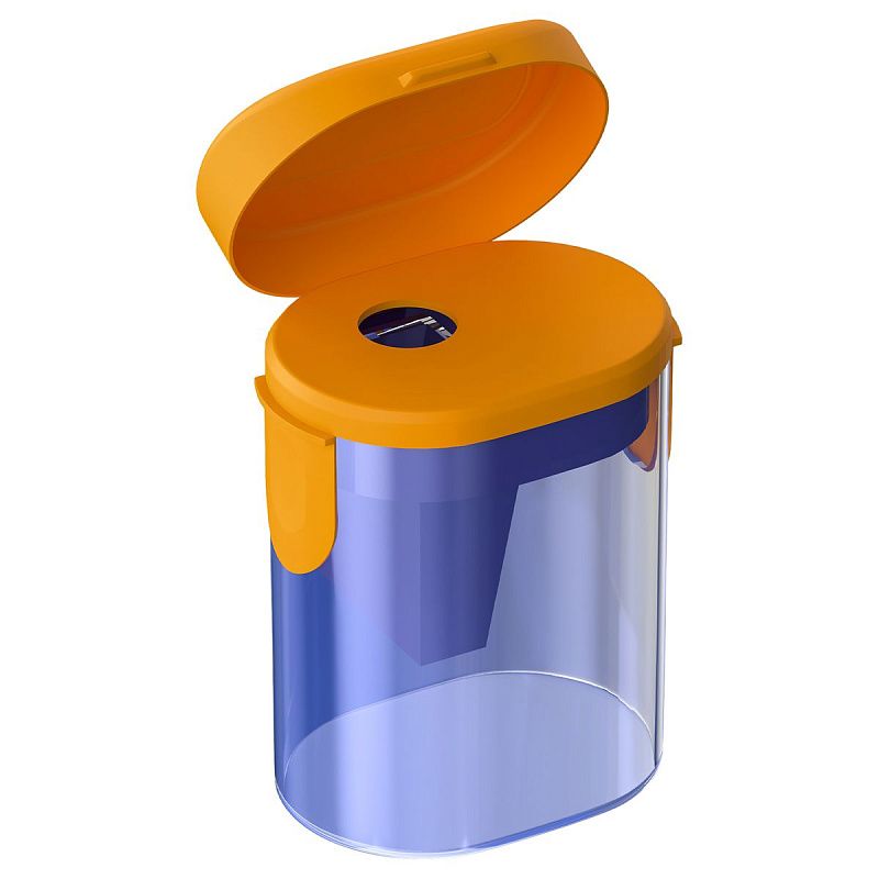 Точилка пластиковая Berlingo "Heat" 1 отверстие, контейнер, ассорти 