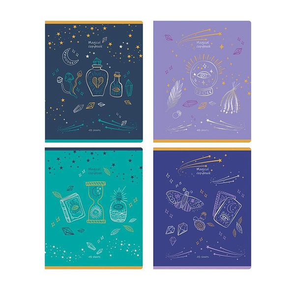 Тетрадь 48л., А5, клетка BG "Magical shine", матовая ламинация, тиснение фольгой