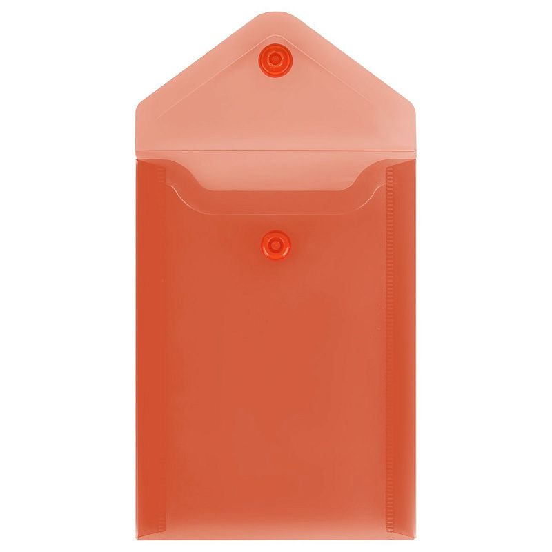 Папка-конверт на кнопке СТАММ А6 (105*148мм), 150мкм, пластик, прозрачная, красная 