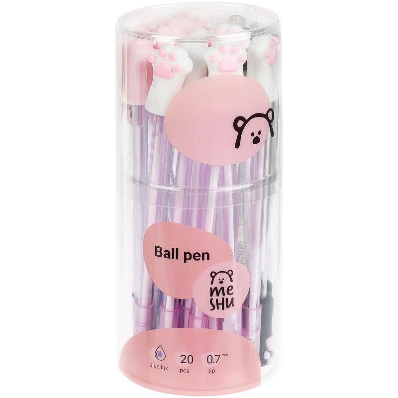 Ручка шариковая MESHU "Paws" синяя, 0,7мм, корпус ассорти 