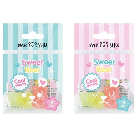 Набор ластиков MESHU "Candy Bear" 5шт., ПВХ, 20*15*9мм 