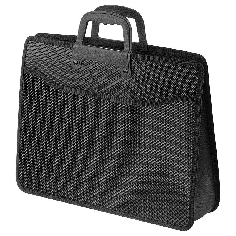 Папка-портфель 2 отделения СТАММ  А4+, 280*370*90мм, 700мкм, черный 