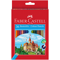 Карандаши цветные Faber-Castell "Замок", 36цв., шестигр., заточ.+точилка, картон, европодвес