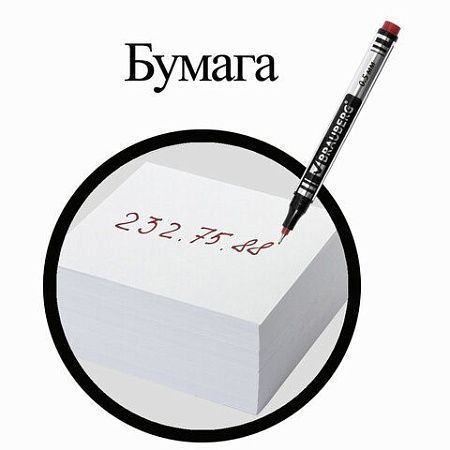 Маркер перманентный BRAUBERG "Jet", КРАСНЫЙ, супертонкий металлический наконечник 0,5 мм, 150509 