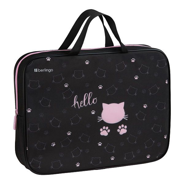 Папка текстильная с ручками 1 отделение, А4 Berlingo "Royal Kitty", 350*265*75мм, текстиль, на молнии