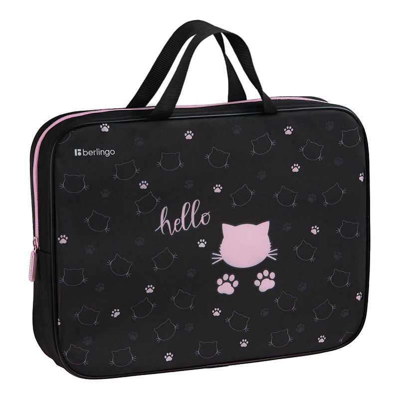 Папка текстильная с ручками 1 отделение, А4 Berlingo "Royal Kitty", 350*265*75мм, текстиль, на молнии