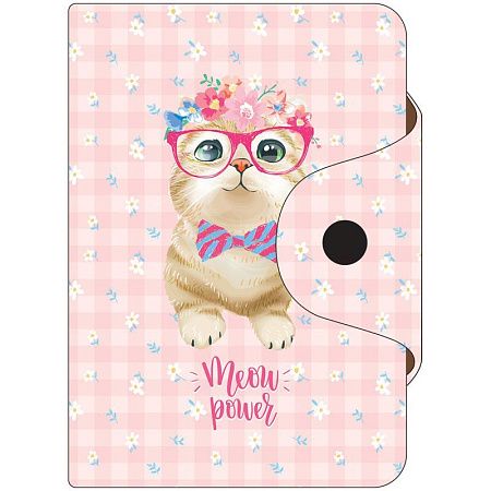 Визитница карманная OfficeSpace "Meow power", 10 карманов, 75*110мм, ПВХ