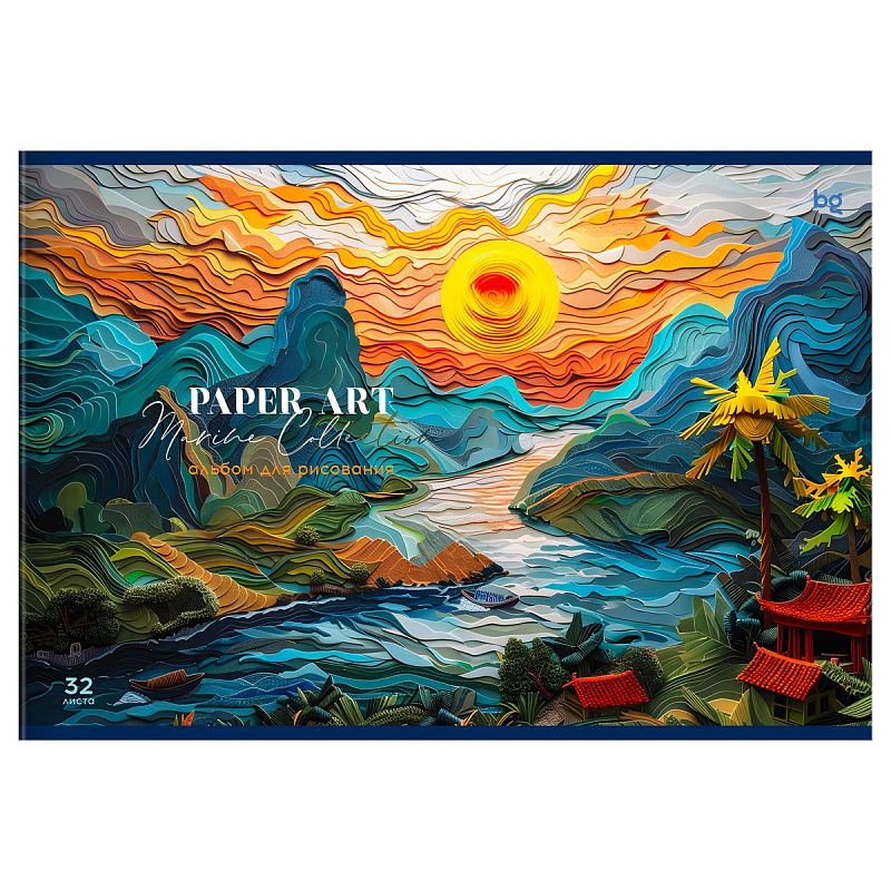 Альбом для рисования 32л., А4, на скрепке BG "Paper art", выб. лак