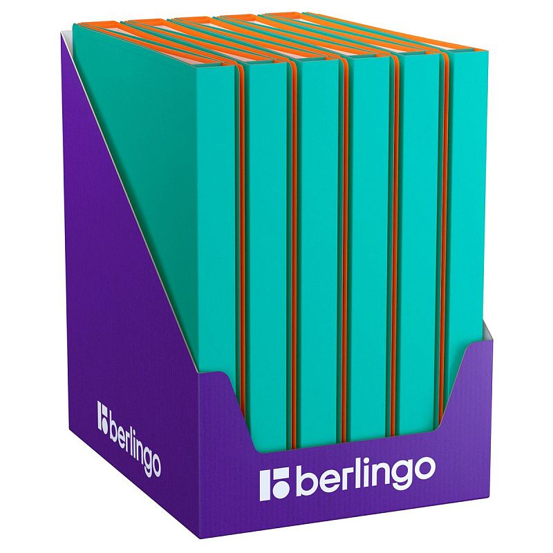 Папка с 40 вкладышами Berlingo "Soft Touch Pro", 24мм, 700мкм, с внутр. карманом, бирюзовая, внутр. оранжевая, софт-тач 