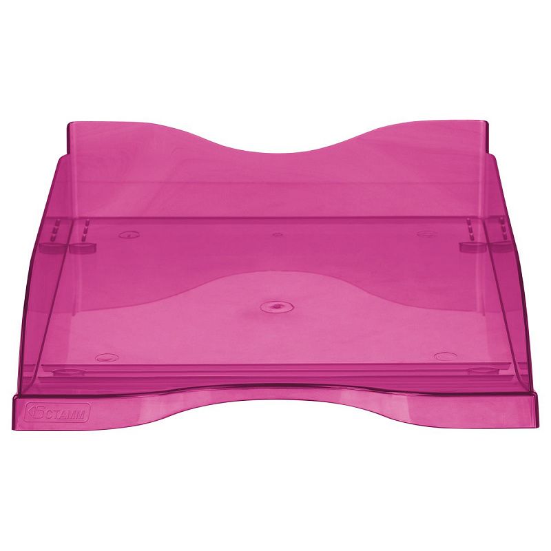 Лоток для бумаг горизонтальный СТАММ "Тропик", тонированный розовый