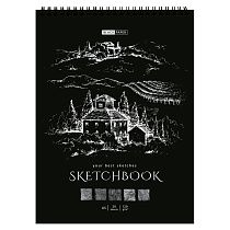 Скетчбук 20л., А5 ArtSpace "Black line. House", на гребне, черный блок,120г/м2