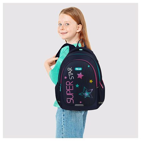Рюкзак Först F-Cute "Super star" 37*29*17см, 3 отделения, 2 кармана, анатомическая спинка 
