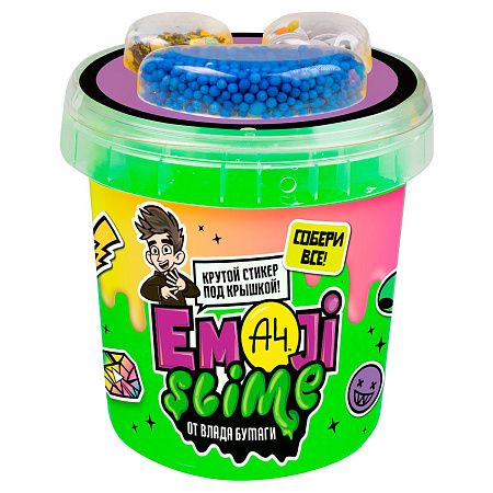 Слайм с добавками для замешивания Slime "Emoji. Влад А4", оранжевый/ зеленый/желтый, 110г, ассорти