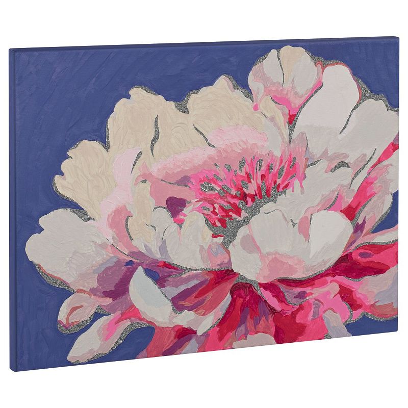 Картина по номерам на холсте с глиттером ТРИ СОВЫ "Серебро на цветке", 30*40, с акриловыми красками и кистями