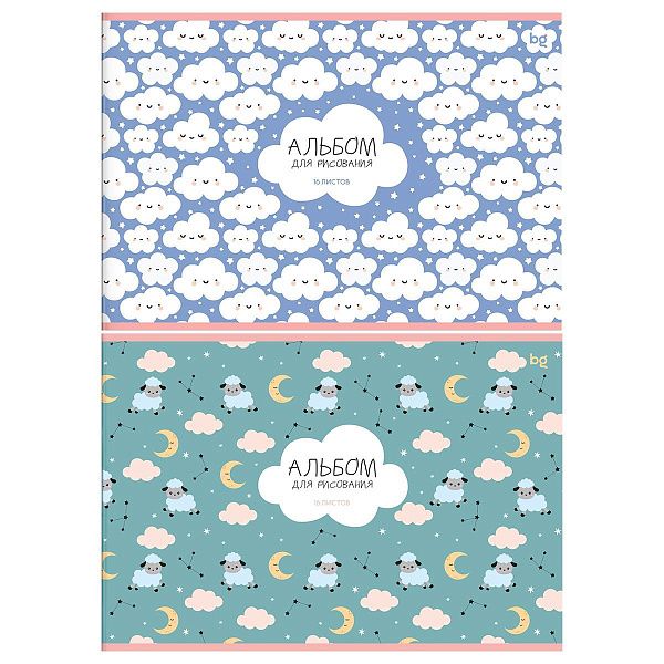 Альбом для рисования 16л., А4, на скрепке BG "Белые и Пушистые", эконом
