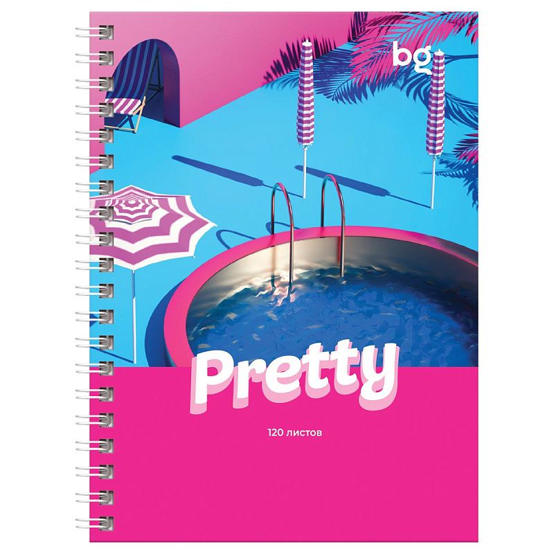Записная книжка А6 120л., на гребне BG "Стиль Барби", матовая ламинация, выб. лак, твердая обложка