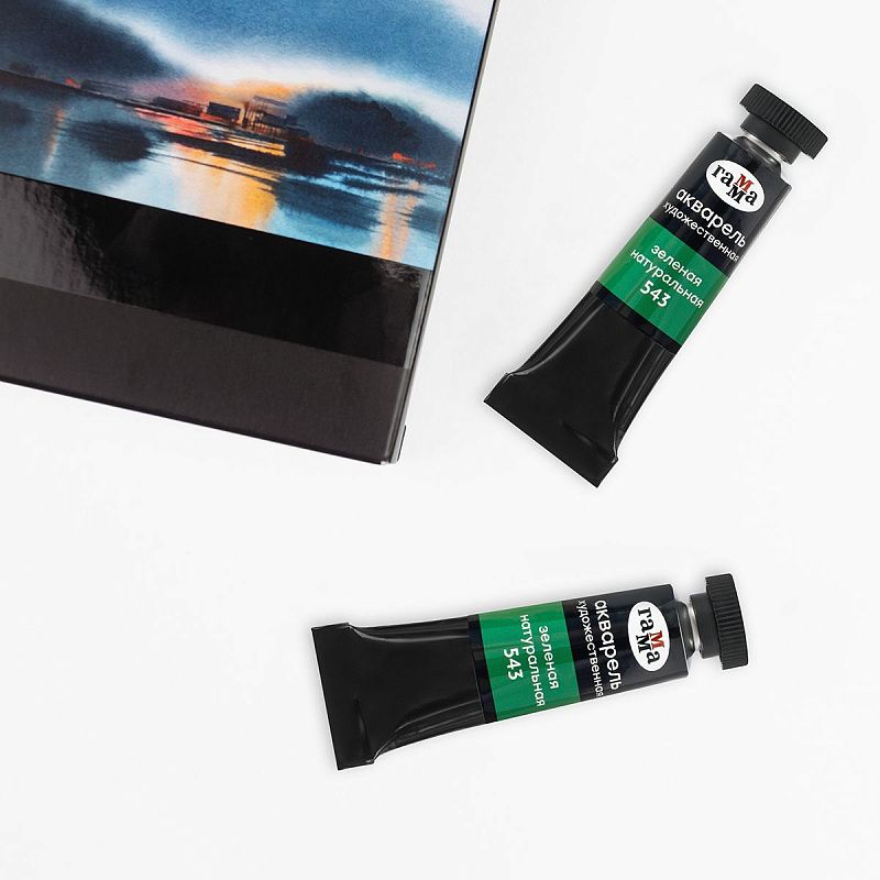 Акварель художественная Гамма "Старый мастер" зеленая натуральная, 9мл, туба