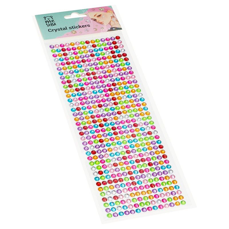 Стразы самоклеящиеся для творчества MESHU "Rainbow" 504 наклейки, инд. уп., европодвес