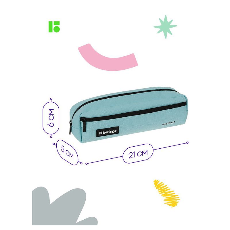 Пенал мягкий 1 отделение, 1 карман, 210*60*50 Berlingo "Instinct blue", полиэстер 