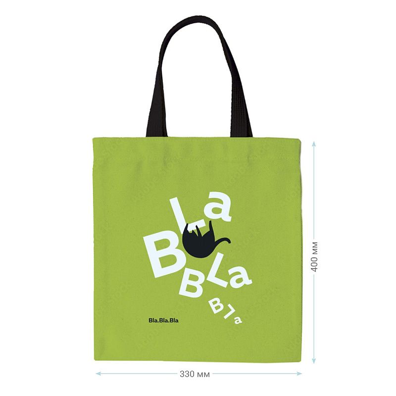 Сумка-шоппер MESHU "Bla bla", 33*40см, канвас, с карманом 