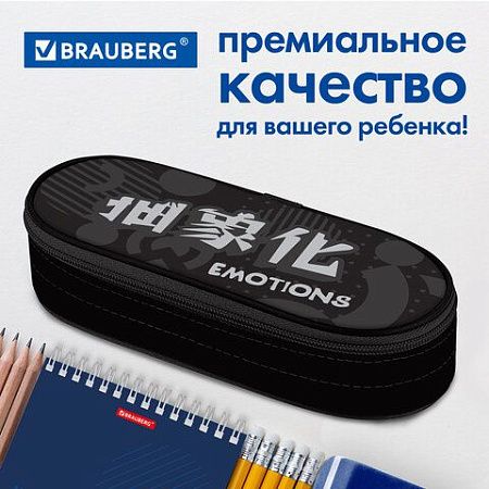Пенал-футляр BRAUBERG, 1 отделение, органайзер, полиэстер, 22x9x5 см, "Emotions", 271588 