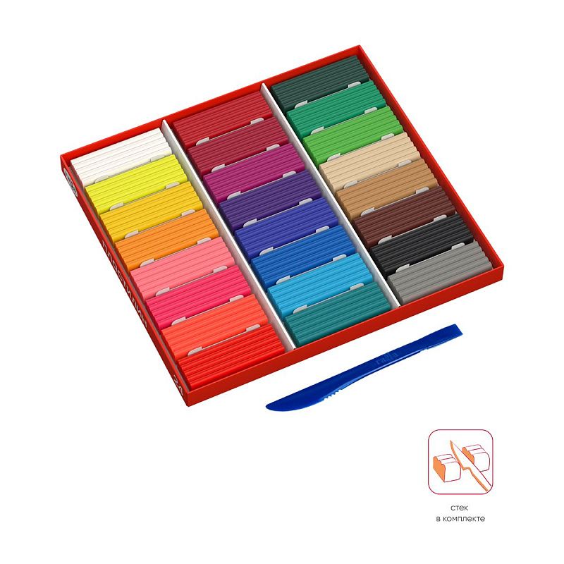 Пластилин Гамма "Мультики", 24 цвета, 480г, со стеком, картонная упаковка