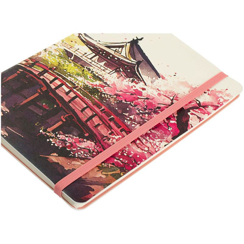 Записная книжка А5 80л. ЛАЙТ, кожзам, Greenwich Line "Sakura. Karahafu", с резинкой, тиснение фольгой, блок в линию