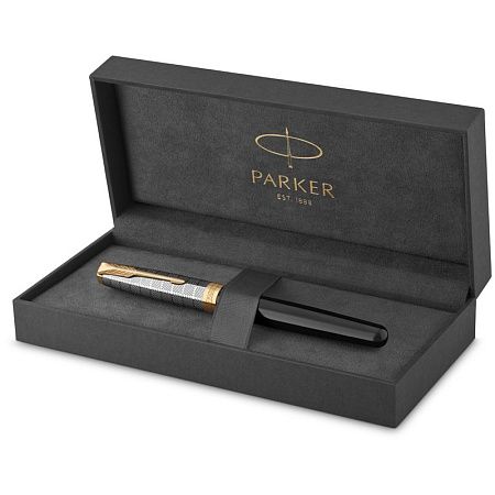 Ручка перьевая Parker "Sonnet Premium Metal&Black GT" черная, 0,8мм, подарочная упаковка 