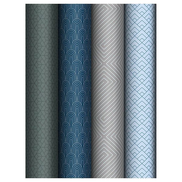 Упаковочная бумага глянц. 70*100см, MESHU "Strict", 80г/м2, ассорти 4 дизайна