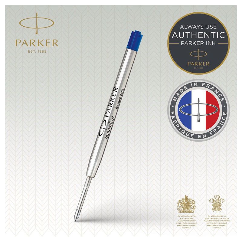 Стержень шариковый объемный Parker "QuinkFlow Ball Point" синий, 98мм, 1,2мм, метал. корпус, блистер 
