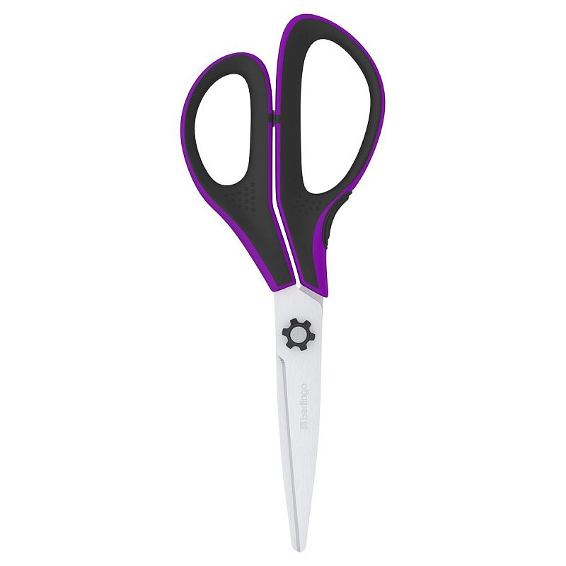 Ножницы Berlingo "Easycut 350", 21см, сиреневые, эргономичные ручки, мягкие вставки, европодвес