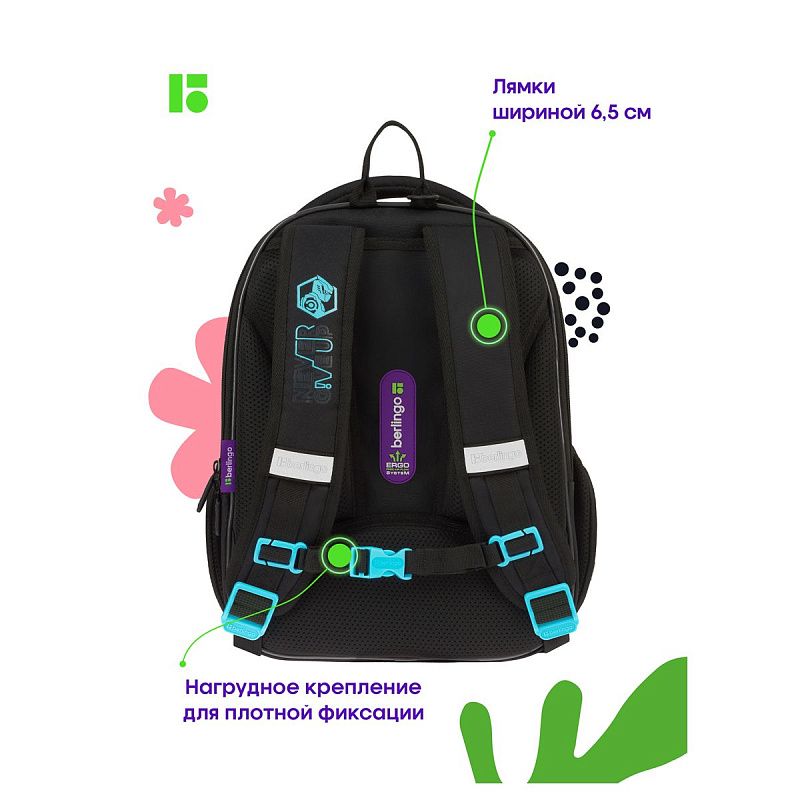 Ранец Berlingo Expert Mini "Warrior Robot" 36*27*14см, 2 отделения, 2 кармана, анатомическая спинка, мешок для обуви 