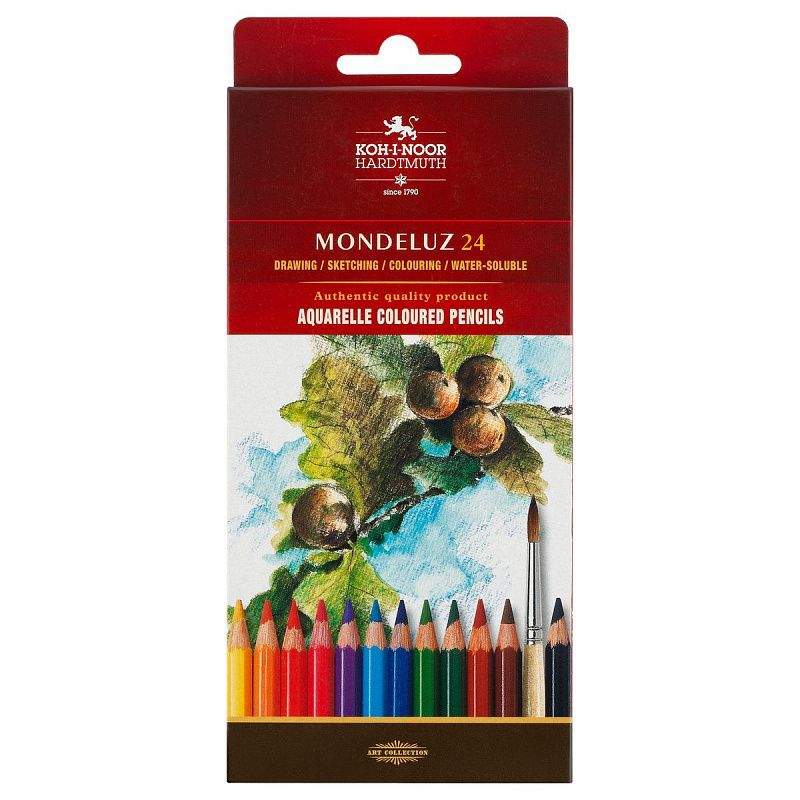 Карандаши акварельные Koh-I-Noor "Mondeluz", 24цв., заточен., картон, европодвес