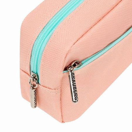 Пенал мягкий BRAUBERG PASTEL, 2 отделения, персиковый, 21х9,5х5см, 272274 