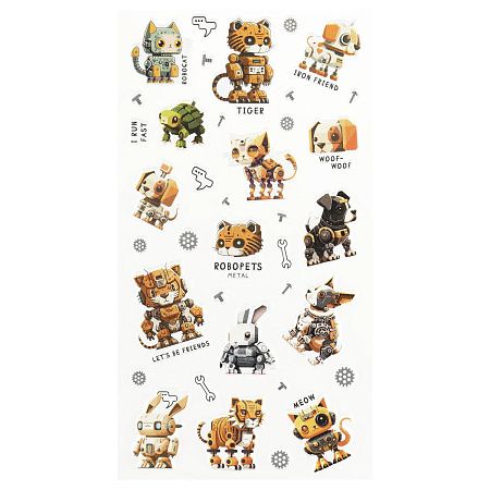 Наклейки объемные MESHU "Robopets", 10*23см, пакет европодвес
