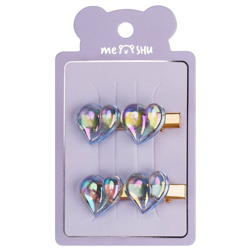 Заколки для волос MESHU, прищепка, перламутр, ассорти, 2шт., европодвес