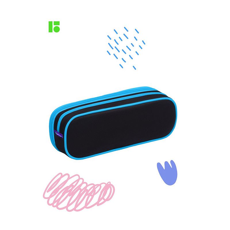 Пенал мягкий 2 отделения, 220*80*50 Berlingo "Tea rex", полиэстер, внутренний органайзер 