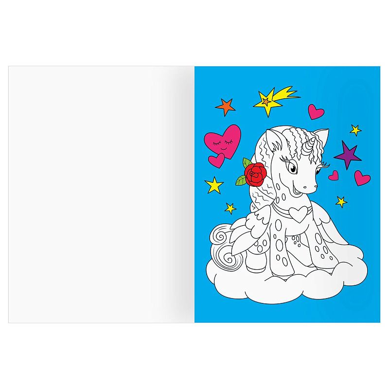 Раскраска с цв. фоном А4, 16 стр., ТРИ СОВЫ "Страна единорожек"