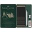 Набор карандашей ч/г матовых Faber-Castell "Pitt Graphite Matt" HB, 2B, 4B, 6B, 8B, 10B, 12B, 14B, заточ, ластик, метал.точилка, растушевка, метал.кор