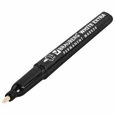 Маркеры перманентные BRAUBERG WHITE EXTRA, БЕЛЫЕ, НАБОР 2 ШТУКИ, круглый наконечник 3 мм, 152489 