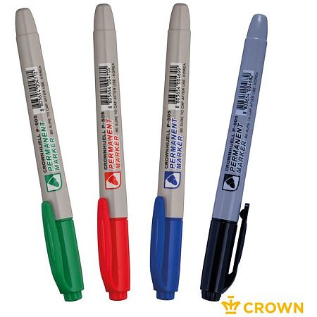 Набор перманентных маркеров Crown "Multi Marker Slim" 04цв., пулевидный, 2,0мм, чехол с европодвесом 