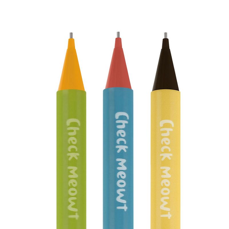 Карандаш механический MESHU "Check Meowt", печать на корпусе, с ластиком, 0,7мм, ассорти 