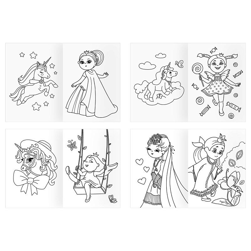 Суперраскраска на склейке А4, 40 стр., ТРИ СОВЫ "Принцесса и ее друзья"